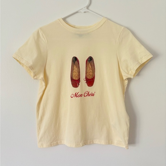 Motel Rocks Saki Graphic Tee in Buttermilk with Mon Cheri Print Size XS - Picture 6 of 8